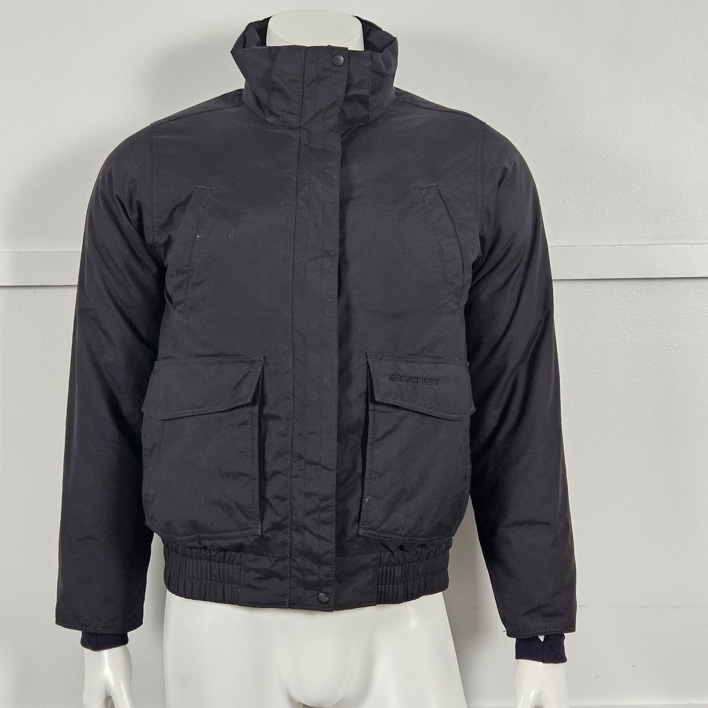 Everest Black Bomber Jacket Youth 164 XL Insulated Winter Coat Utility Pockets